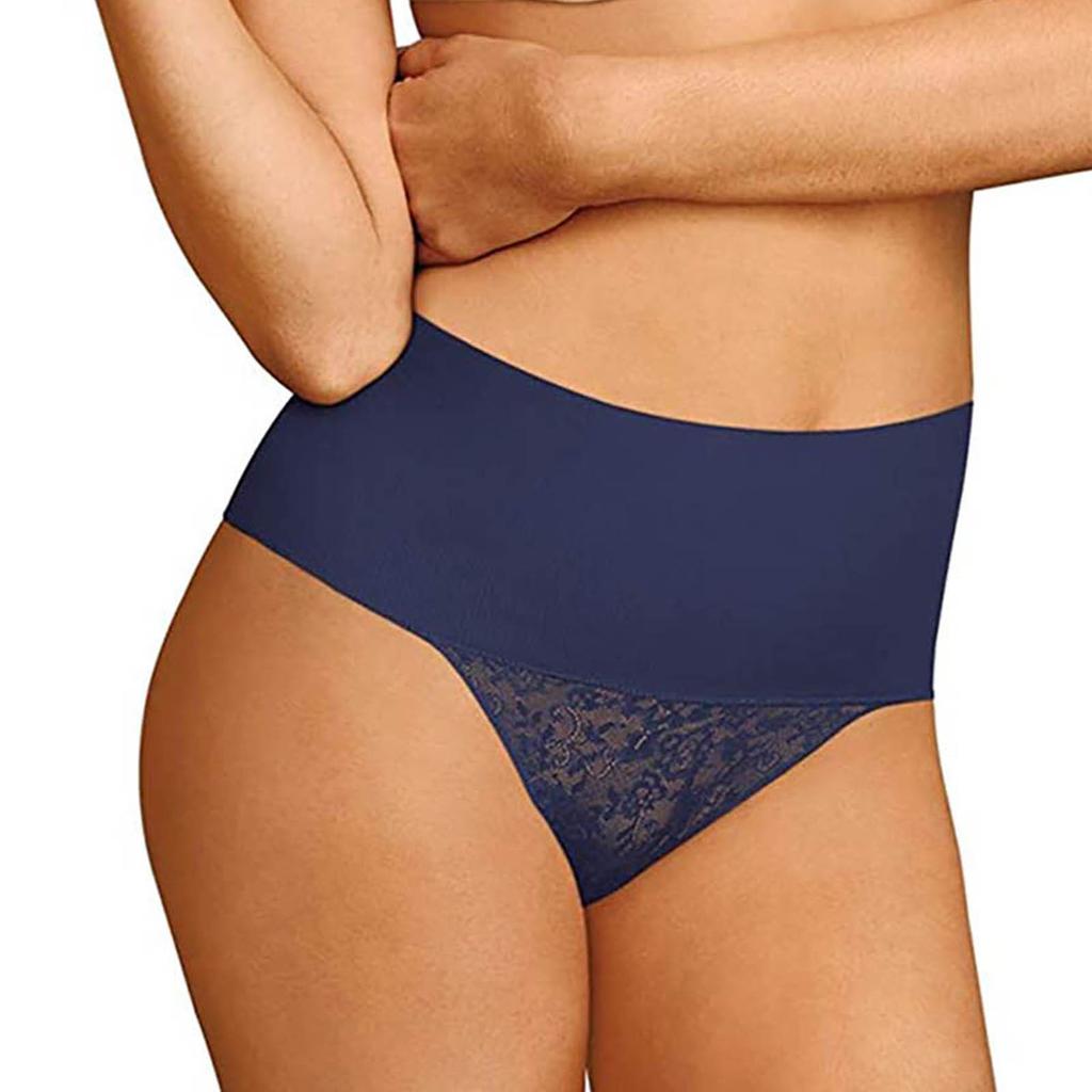 Women's Tame Your Tummy Shaping Lace Thong With Cool Comfort High Waist Panties