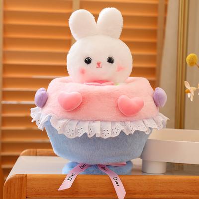 Мягкая игрушка-букет, мультяшное животное, держащее цветы, кукла-кролик, китайский подарок на День святого Валентина, кукла-признание