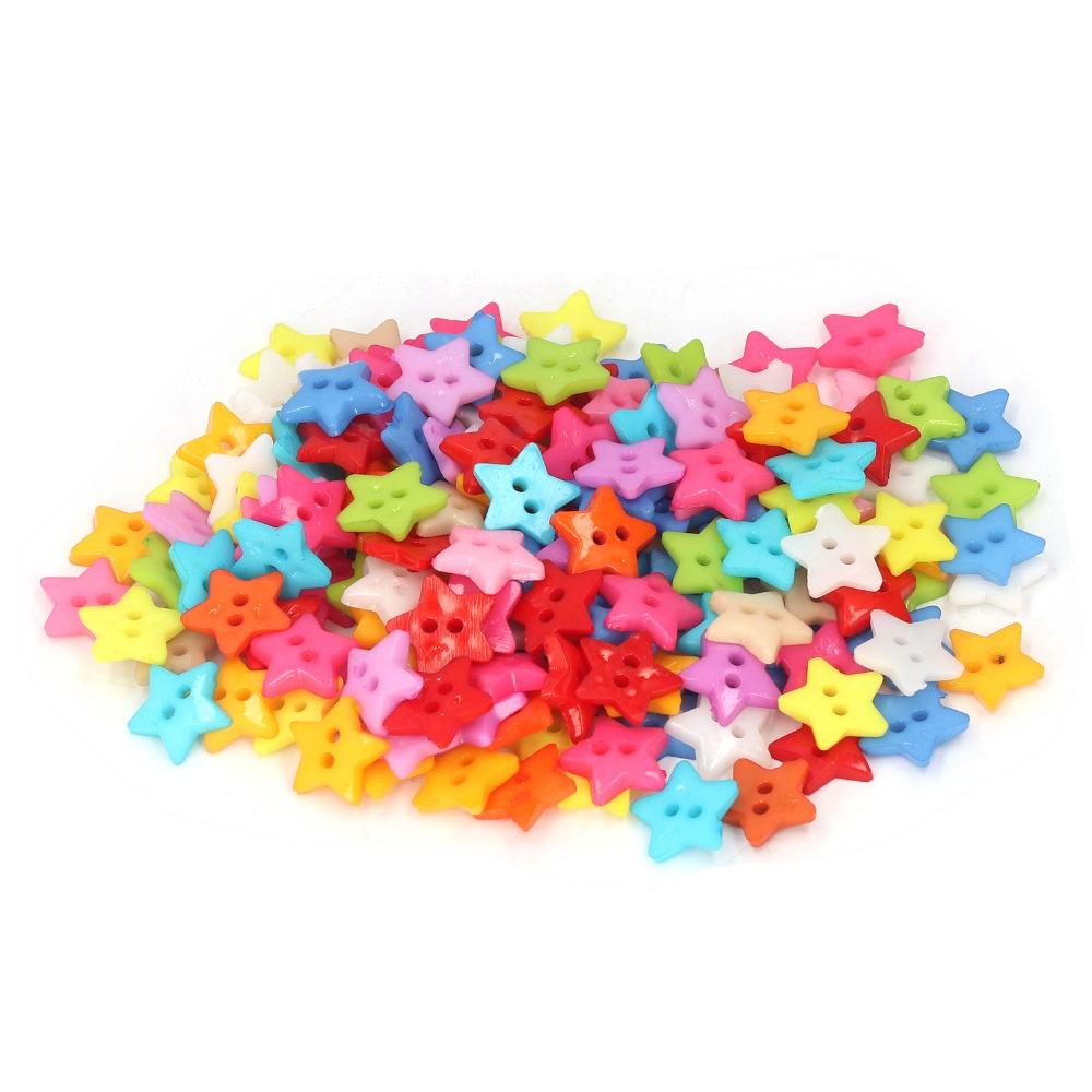 200pcs Assorted Colors Star Buttons Small Size Sewing Buttons Decorative Buttons Sewing Decoration