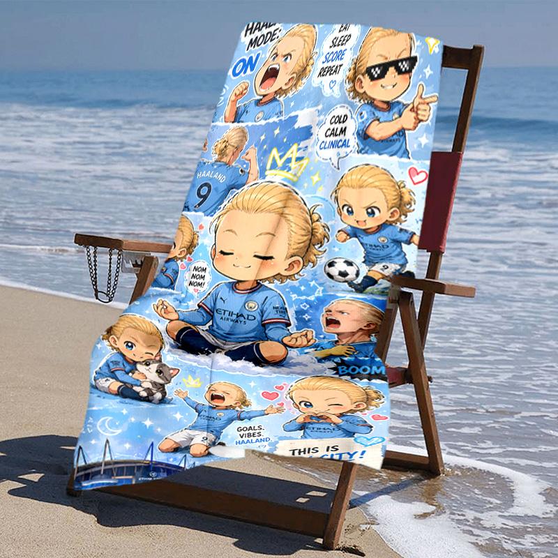 proof beach towel with Haaland pattern - soft,absorbent,quick-drying,machine washable - perfect for swimming,camping,bathing