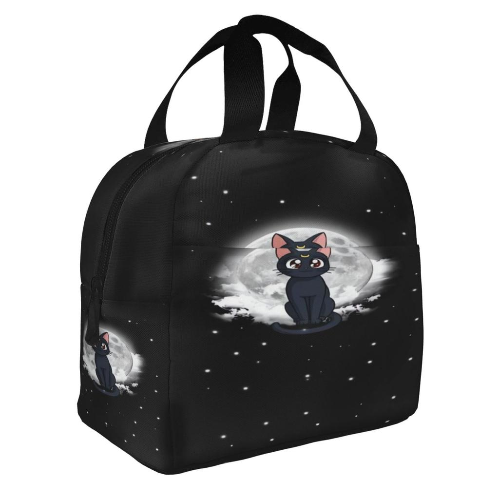 Sailor Moon Cat Print Insulated Lunch Bag for School Waterproof Cooler Thermal Lunch Box Women Children Food Container Tote Bags