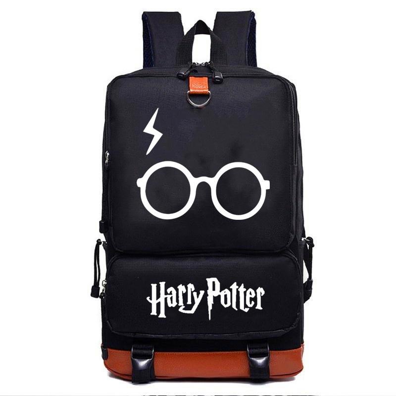 Stylish Harry Potter Print Canvas Backpack With Hidden Zipper Pockets