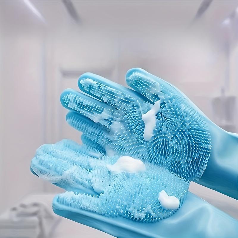 1 Pair 2-in-1 Silicone Pet Bath Gloves & Brush for Dogs, Massage & Bathing Supplies, Thick Gloves