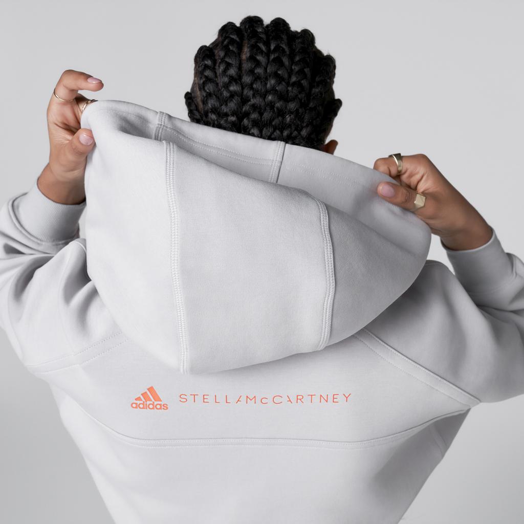 Adidas Совместная одноцветная спортивная куртка с капюшоном X Stella McCartney, женская верхняя одежда, серая HA8961