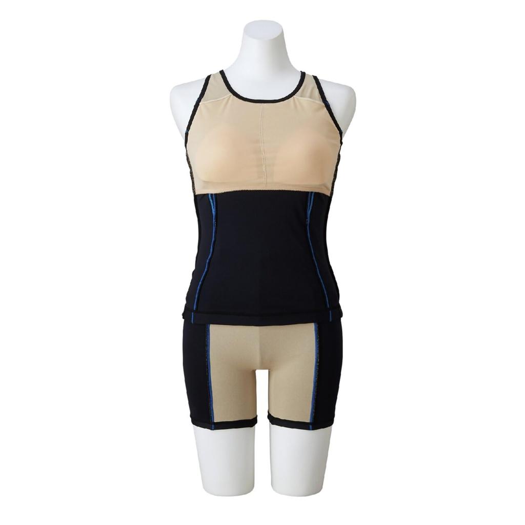 Mizuno Базовый раздельный купальник для соревнований и школы, женский N2MGAC11, черно-синий,