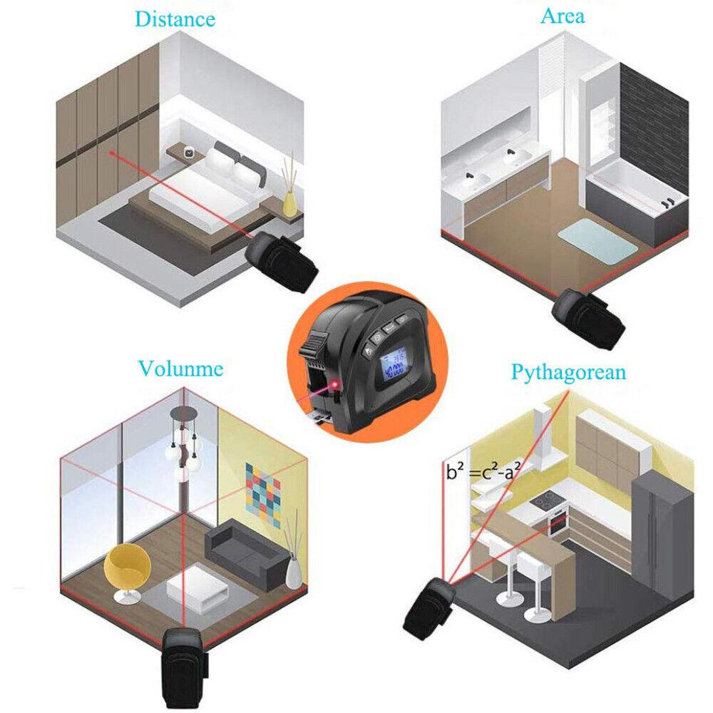 2in1 40M 5M Laser Tape Measure Digital Single Distance Meter Range Finder Tool