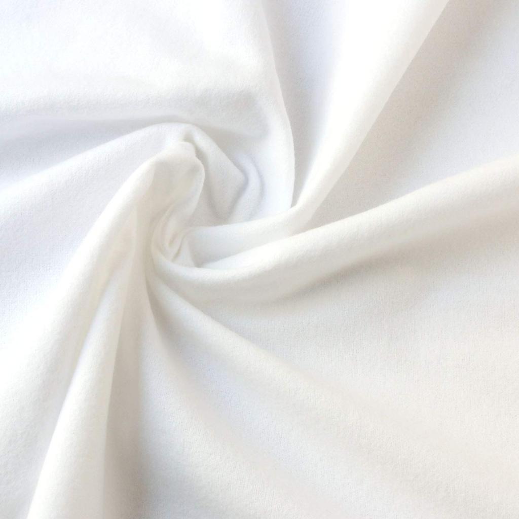 Nippon Chuko White Flannel Pure Cotton Approximately 72cm Wide X Cut Solid Color Fabric, 100% Two-Ply Yarn, Double-Sided Brushed, (White,