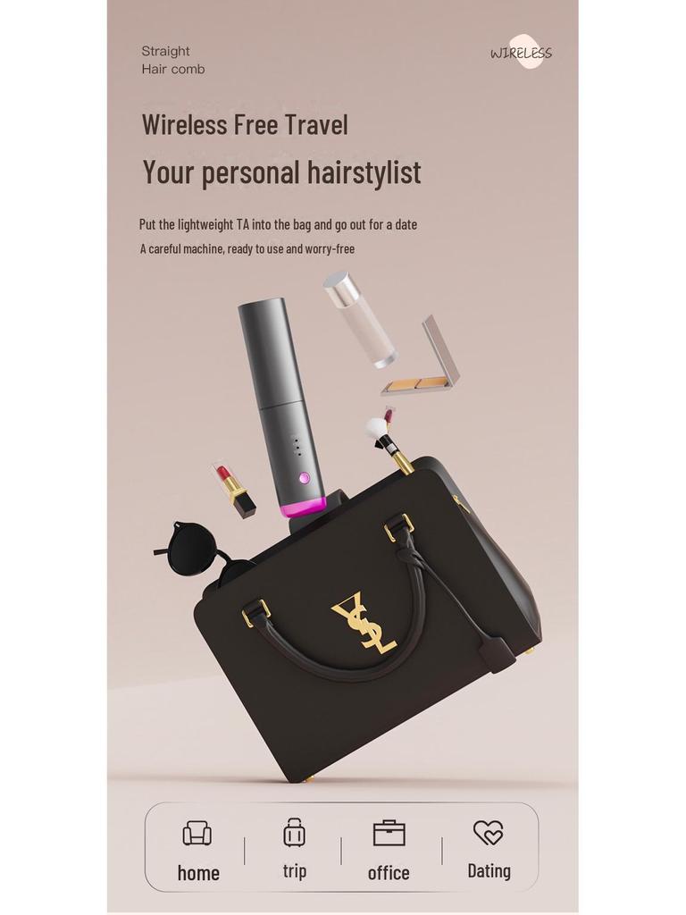 Мини USB Перезаряжаемый Беспроводной Выпрямитель для Волос и Расческа для Завивки - Пушистые Волосы Двойного Назначения