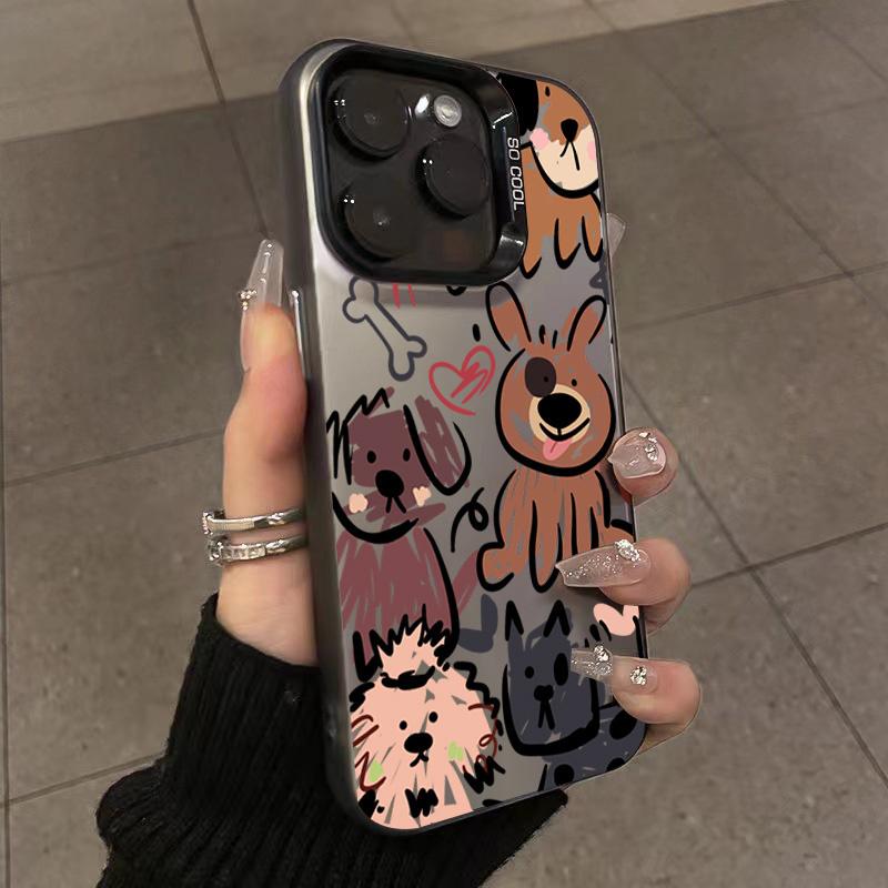 Cute Doodle Dog Line Art Pattern Design Protective Cover for iPhone 17 16 15 14 13 12 11 16E Series Pro Max Plus