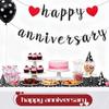 Black Happy Anniversary Banner, Anniversary Party Decorations, We Still Do, Happy Wedding Day Party Supplies Romantic Decorations Black Red Glitter