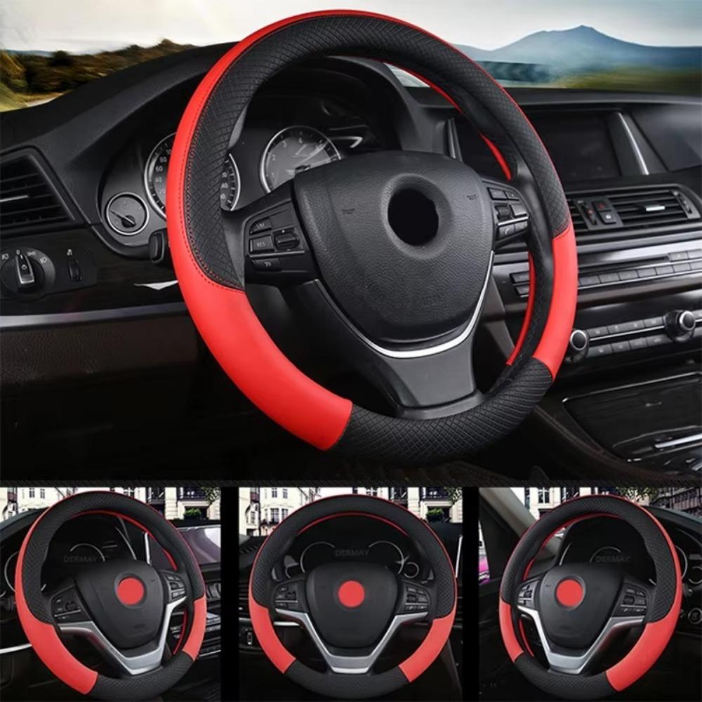 PU Leather Steering Wheel Cover 38cm Steering Cover Steer Wheel Protector Car Interior Decoration