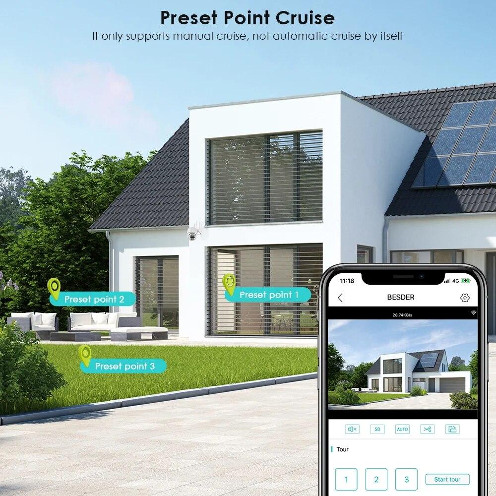 Новая 8-мегапиксельная 4K PTZ IP-камера с 8-кратным зумом, двойным объективом, камера видеонаблюдения с обнаружением человека, 4-мегапиксельная уличная камера видеонаблюдения, Wi-Fi, камера видеонаблюдения, приложение ICSEE