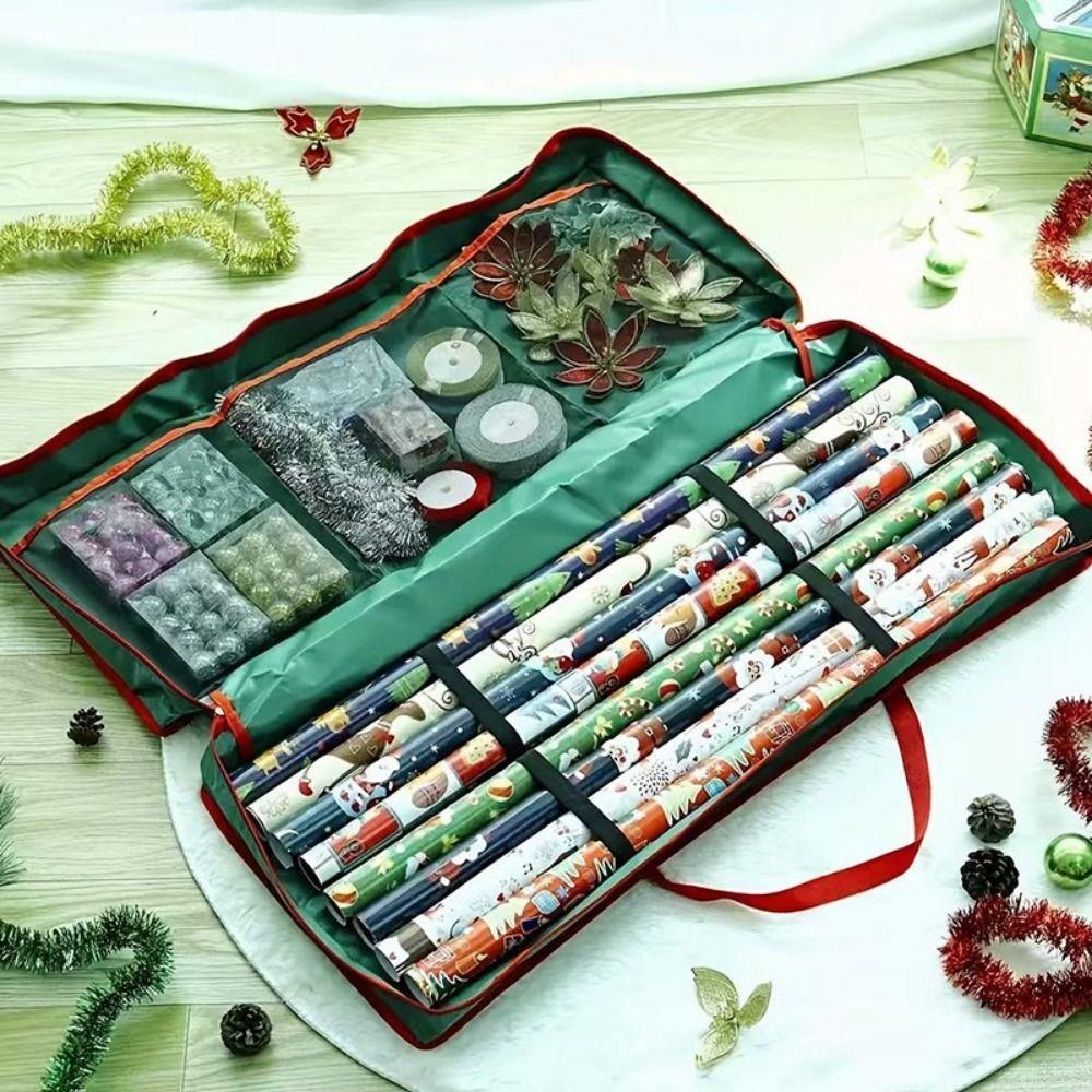 Large Capacity Wrapping Paper Storage Bag Zippered Gift Wrap Organizer  Under Bed Storage