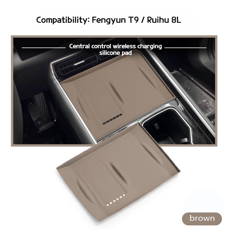 Подходит для 24 Chery Fengyun T9 беспроводная зарядка центральной консоли силиконовый коврик Tiggo 8L коврик для центрального хранения декоративный противоскользящий