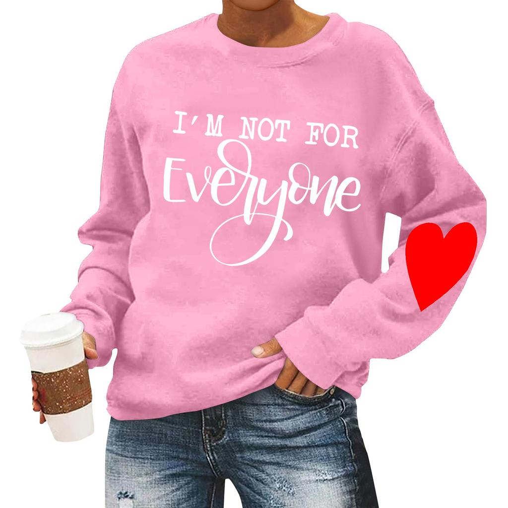 Женская повседневная мода ко Дню святого Валентина с принтом, длинным рукавом, круглым вырезом, толстовки, пуловеры, топы