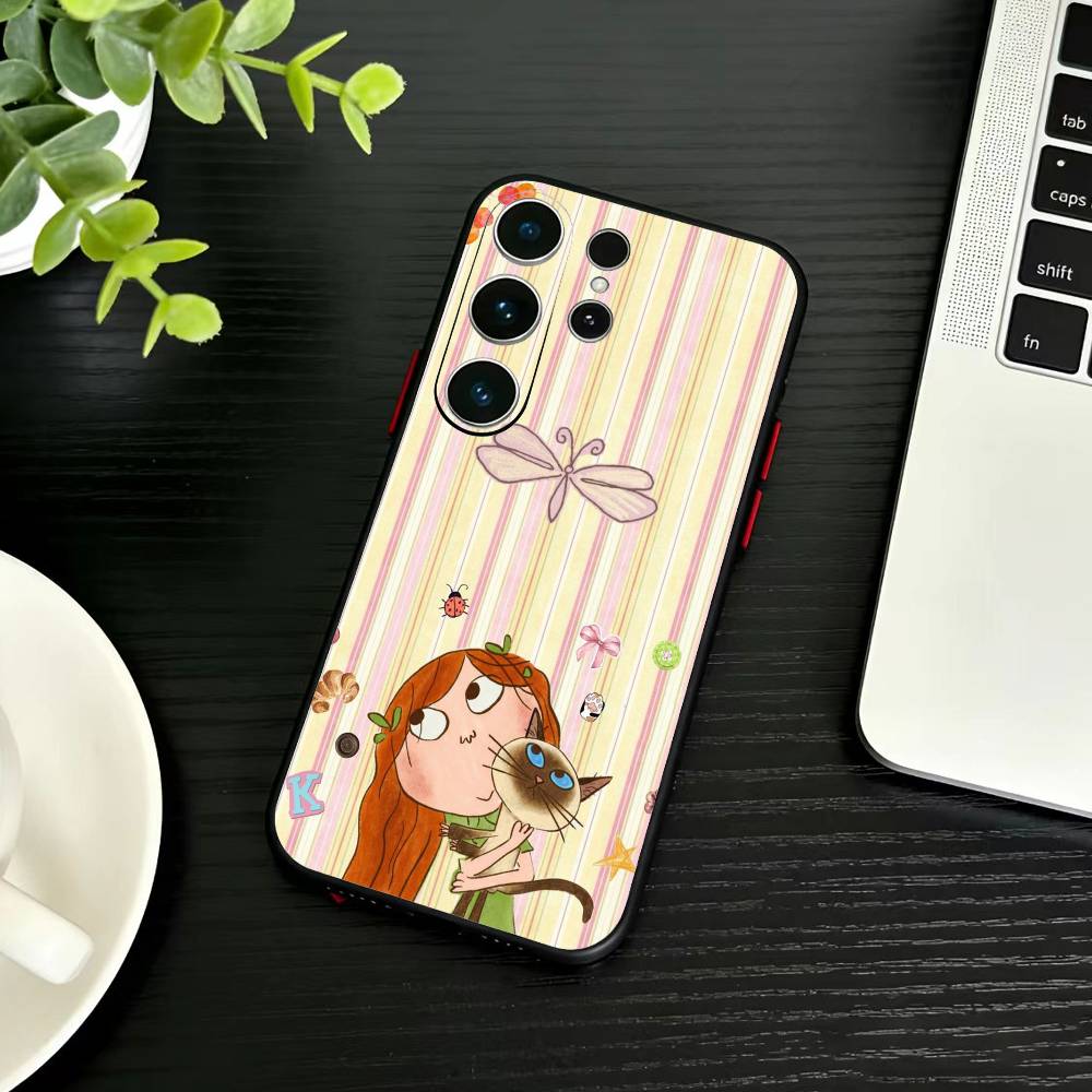 Мультяшный чехол для телефона D-Charlie and Lola для Samsung S26, S25, S24, S23, S22, S21, S20, S30, Ultra, Plus, Fe, Note, 5G Черный