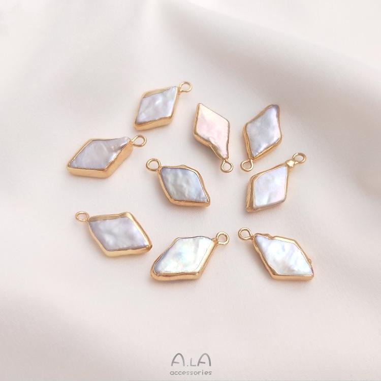 Натуральный барочный неправильной формы жемчуг с двумя отверстиями, рисовая бусина, плоская круглая подвеска для ручной работы, DIY, безельная оправа