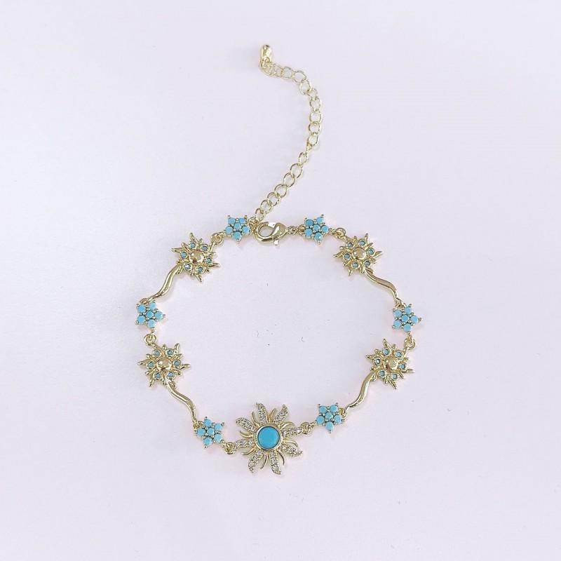 Sunflower Bracelet Women Copper Plated With Zircon Crystals Colorful Floral Design Lightweight Elegant Minimalist Jewelry