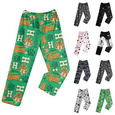 Пижамные брюки Домашняя одежда Повседневные Брюки на кулиске с эластичной талией Удобные Прямые Брюки для йоги Свободные