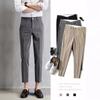 Мужские эластичные брюки прямого кроя, Мужские брюки business casual укороченные, Мужские официальные брюки для костюма, Однотонные