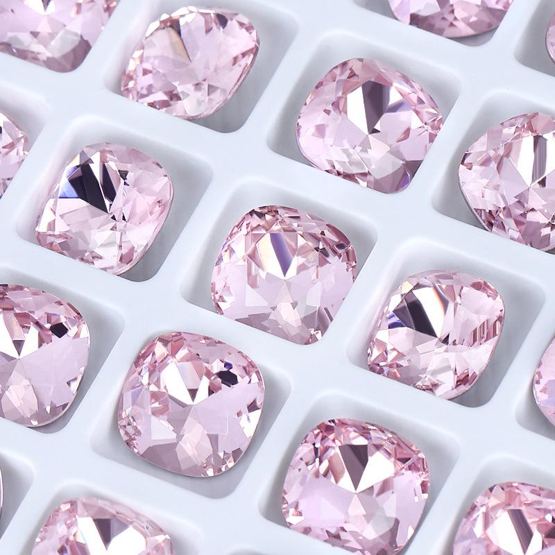 Nail Art Fat Square Diamond Shijia Same K9 High-Quality Square Diamond Diy Jewelry Accessories Nail Sticker Drill Crystal Pointed Bottom Drill