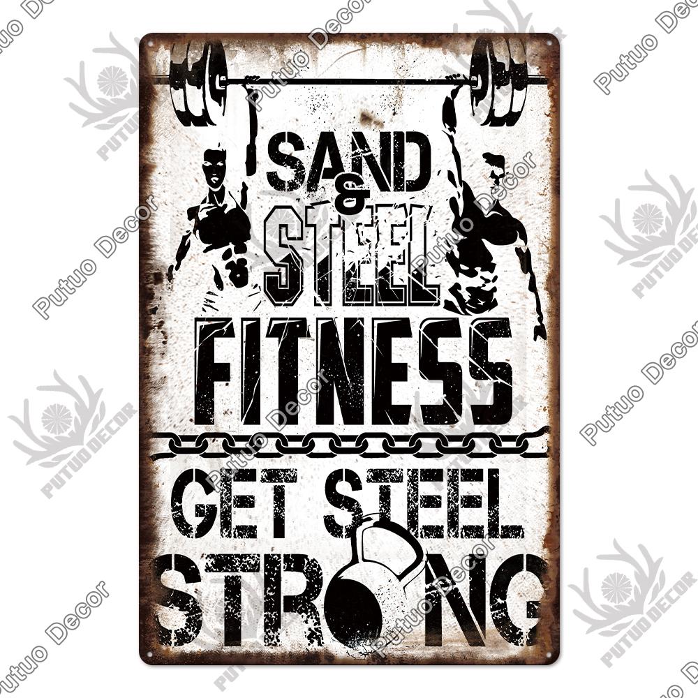 Mfoever Tin Sign Decor Gym Vintage Tin Signs Plaque Metal Plates Retro Posters Work Out Wall Art Decorative for Home Man Cave Gym Room