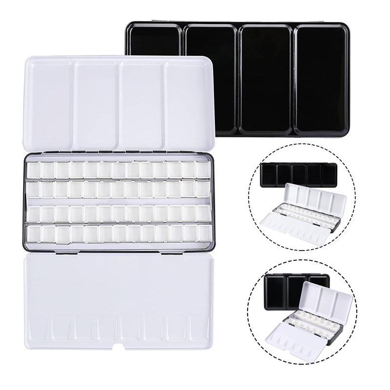 High-Quality Thickened Solid Pigment Black Watercolor Palette Box - 14/26/52 Colors