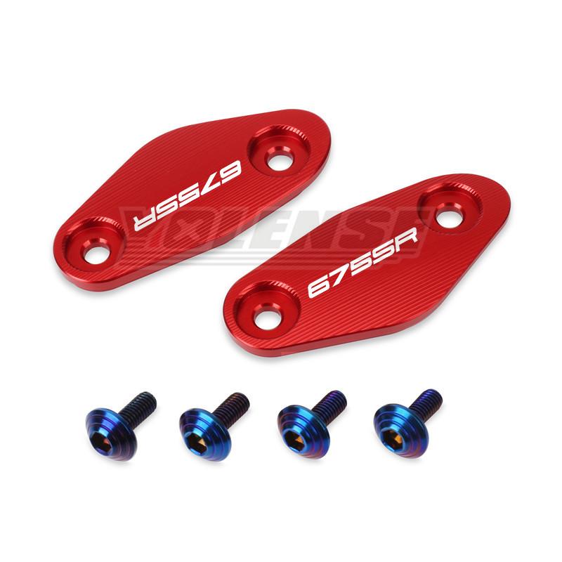 Motorcycle CNC Aluminum Rearview Mirrors Seat Decorative Cover Mirror Base Brackets For 675SR-R 675SR 675 SRR SR