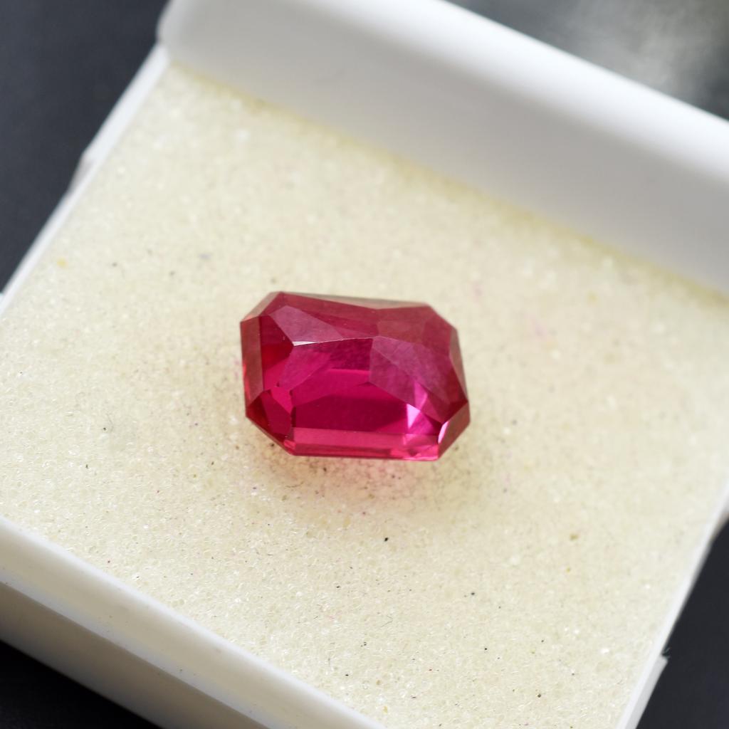 Natural Pink Ruby Loose Gemstone Emerald Cut 9.10 ct for Jewelry Making and Gem Collections