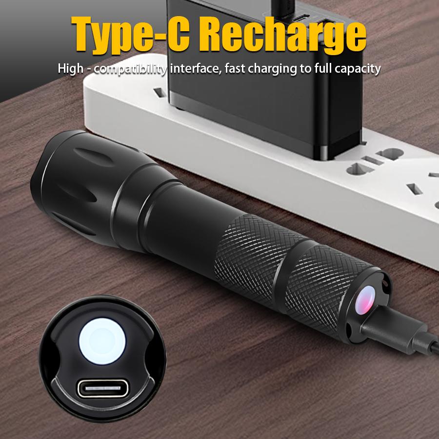 2 In 1 Ultraviolet Flashlight Purple White Dual Light Zoomable Torch Built in Battery Recharge Scorpion Hunting UV Flashlights