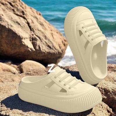 Женские летние шлепанцы Baotou на толстой подошве, модные трендовые модели, носят нескользящие и мягкие пляжные прохладные шлепанцы с одним носком и полушлепанцы