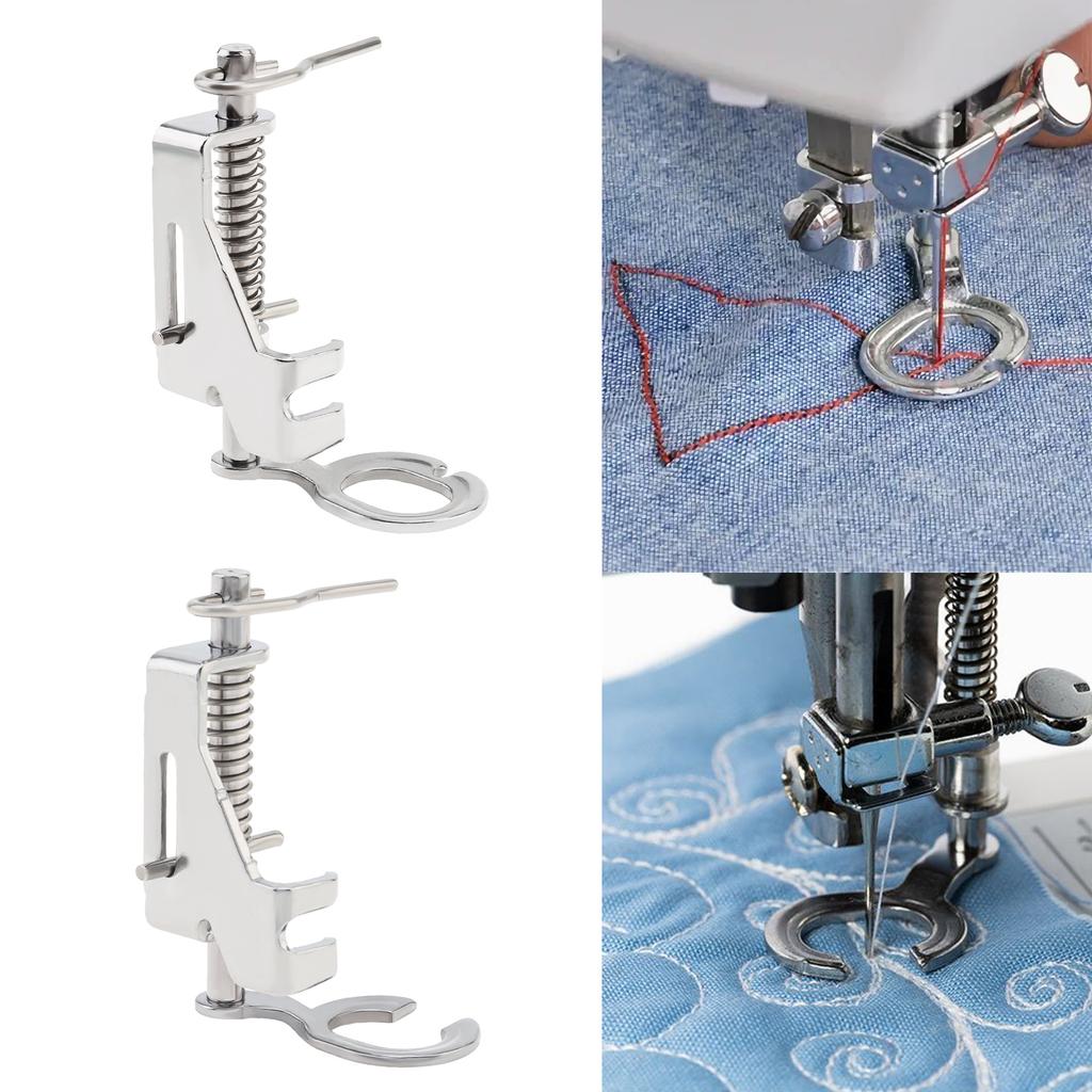2pcs Open Toe and Large Metal Free Motion Quilting Darning Presser Foot Set for Low Shank Sewing Machines