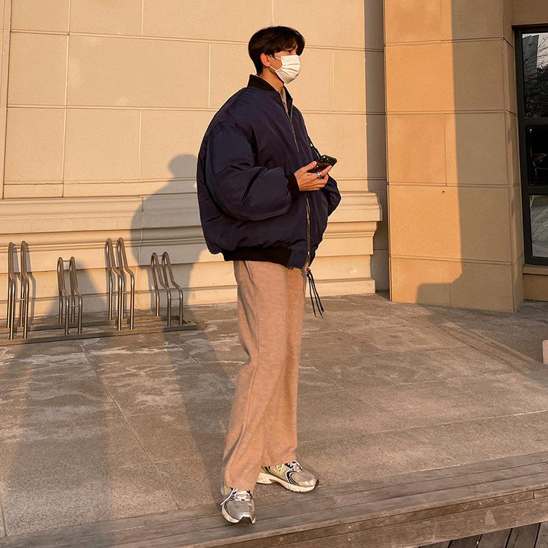 Трендовая свободная куртка-бомбер в корейском стиле, хлопковая куртка, мужская зимняя утолщенная стеганая бейсбольная куртка, хлопок