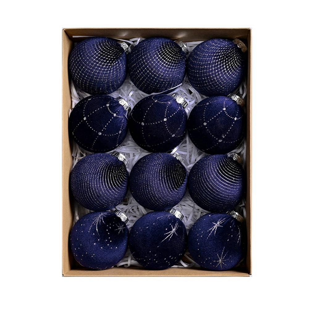 12pcs Velvet Christmas Balls Christamas Tree Pendant