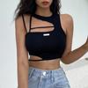New Crop Top Women Hollow Out Black Blouses Sleeveless Skinny Cool Punk T Shirts Techwear Summer Sexy Tank Tops Y2k Clothes
