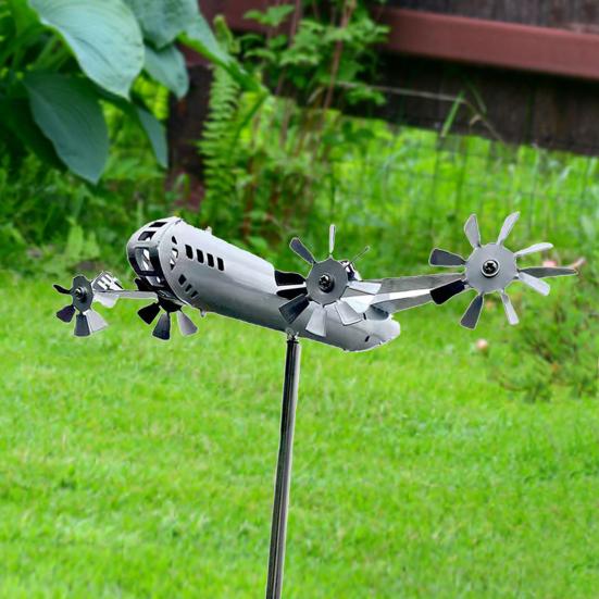 Unique Easy-assembled Lightweight Aircraft Modeling Creative Outdoor Wind Spinner Crafts for Park