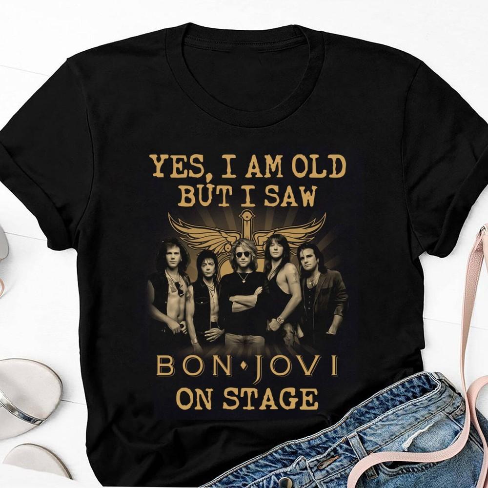 Я видел Bon Jovi на сцене, Подарок фанату Bon Jovi, Винтажная футболка группы Bon Jovi, Унисекс футболка
