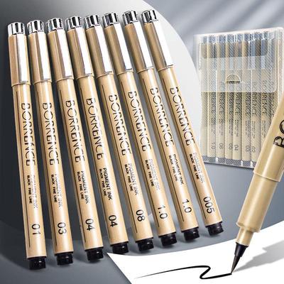 Многоразовая водостойкая ручка с игольчатым наконечником с черными чернилами для студентов и взрослых - Идеально подходит для аниме, искусства, рисования, каллиграфии и принадлежностей для кистей.