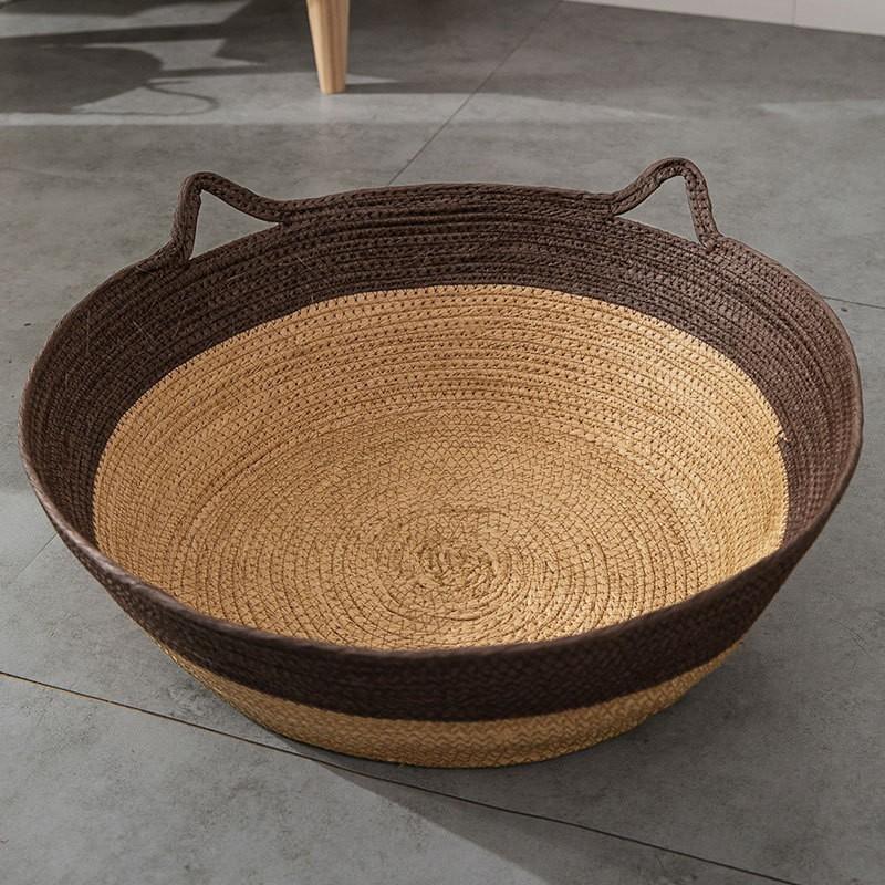 Весенне-летний кошачий гамак, летнее спальное прохладное гнездо, коврик ручной работы из соломы, плетеное гнездо для кошек, гнездо для кошек из ротанга