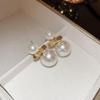 Chic Minimalist Geometric Imitation Pearl Silver Stud Earrings for Women