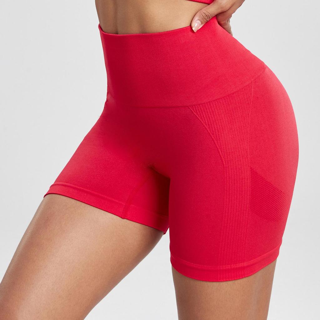 Бесшовные велосипедные шорты с высокой талией и эффектом лифтинга бедер - Женские трехточечные однотонные брюки для йоги и фитнеса