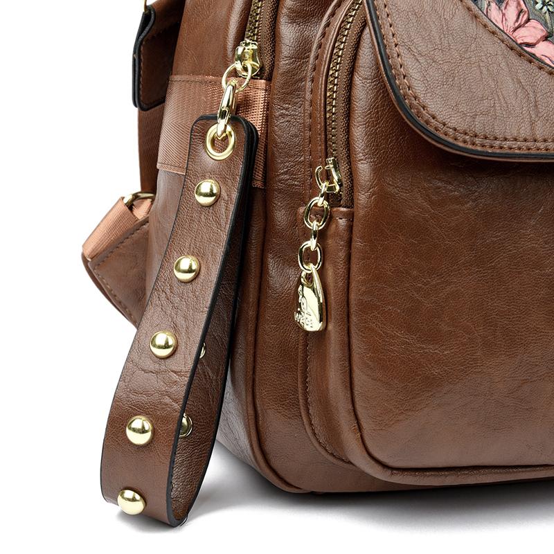 Luxury Women Genuine Leather Backpack Casual Ladies Shoulder Bag Fashion Large Capacity Travel Female Quality Cowhide Knapsack