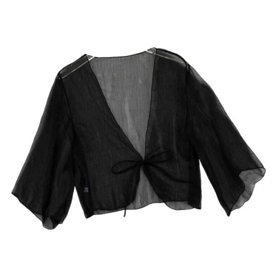 Women Sheer Chiffon Cardigan with Front-tie Transparent Loose Top Elegant Retro Style Shawl for Vacation Beach Daily Wear