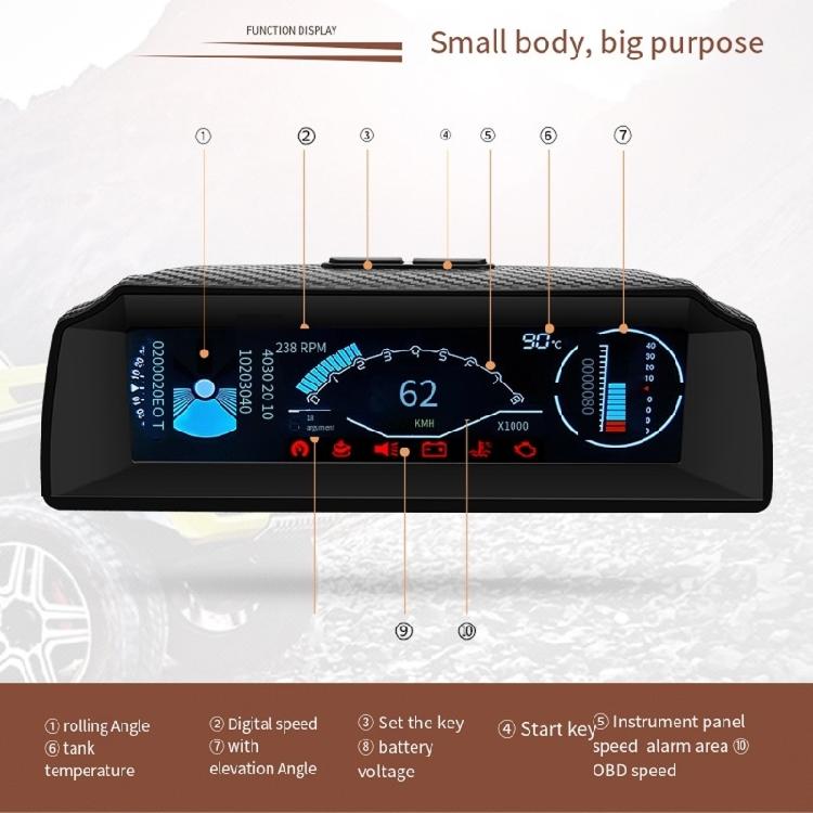 Универсальный цифровой OBD-мультиметр для автомобиля, спидометр, дисплей на лобовое стекло, индикатор наклона