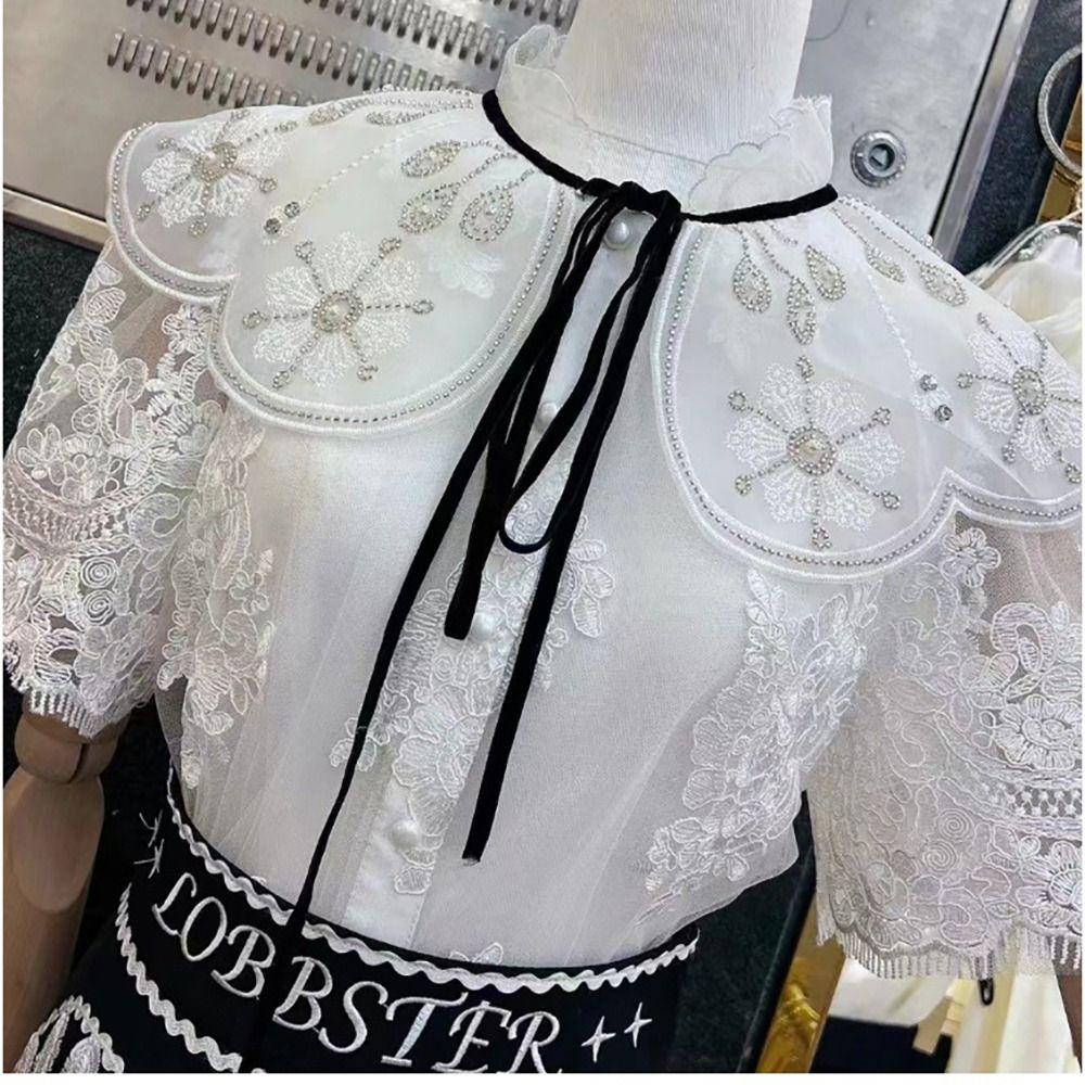 Shawl Wrap Decoration Lace Fabric Fake Collar Hollow DIY Detachable False Collar Ladies Cape Women Girls