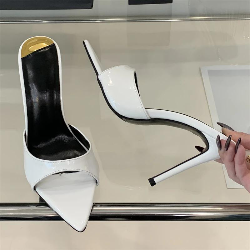 Мода Eilyken Летний Уличный Стиль Тонкие Каблуки Женские Шлепанцы Сексуальный Острый Носок Стриптизер Свадебные Шлепанцы Женская Обувь Zapatos De Mujer