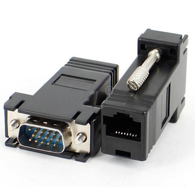 Extender Vga Rgb Hdb Male To Lan Cat5 Cat6 Rj45 Net Cable Female Adapter