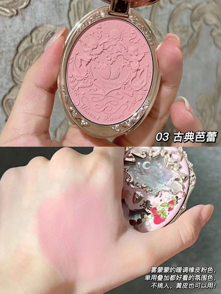Палетка румян и контуринга FlowerKnow Unicorn Strawberry Rococo с тиснением, хайлайтер и многофункциональные кремовые румяна