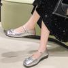 Fashion Low Heel Single Shoes Women's Square Toe Shallow Mouth Metal Buckle One Slip Anti-Slip Wear-Resistant Low Top Shoes