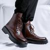 Мужские повседневные сценические клубные высокие мотоциклетные ботинки черные коричневые туфли ковбойские из натуральной кожи ботинки красивые на платформе длинные боты мужские